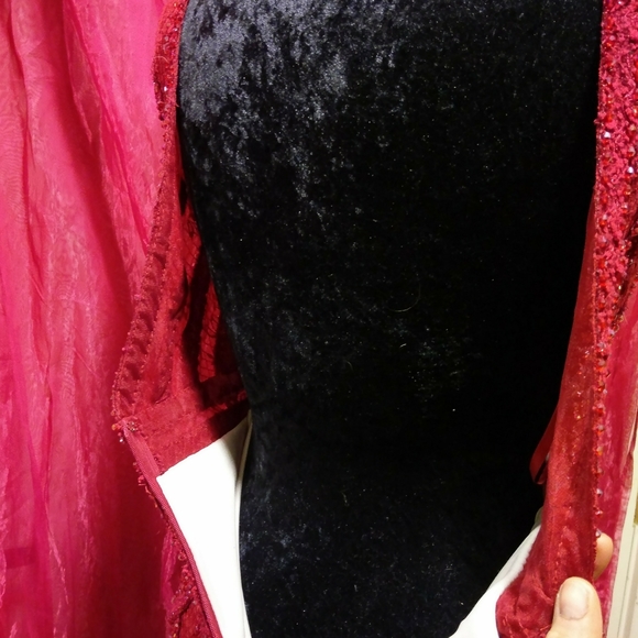 Custom handmade red lace beaded mermaid gown $2500 - Picture 10 of 13